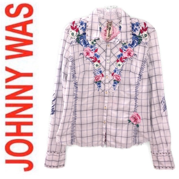 Johnny Was Tops - Johnny Was 3J Workshop Embroidered Button Down Top